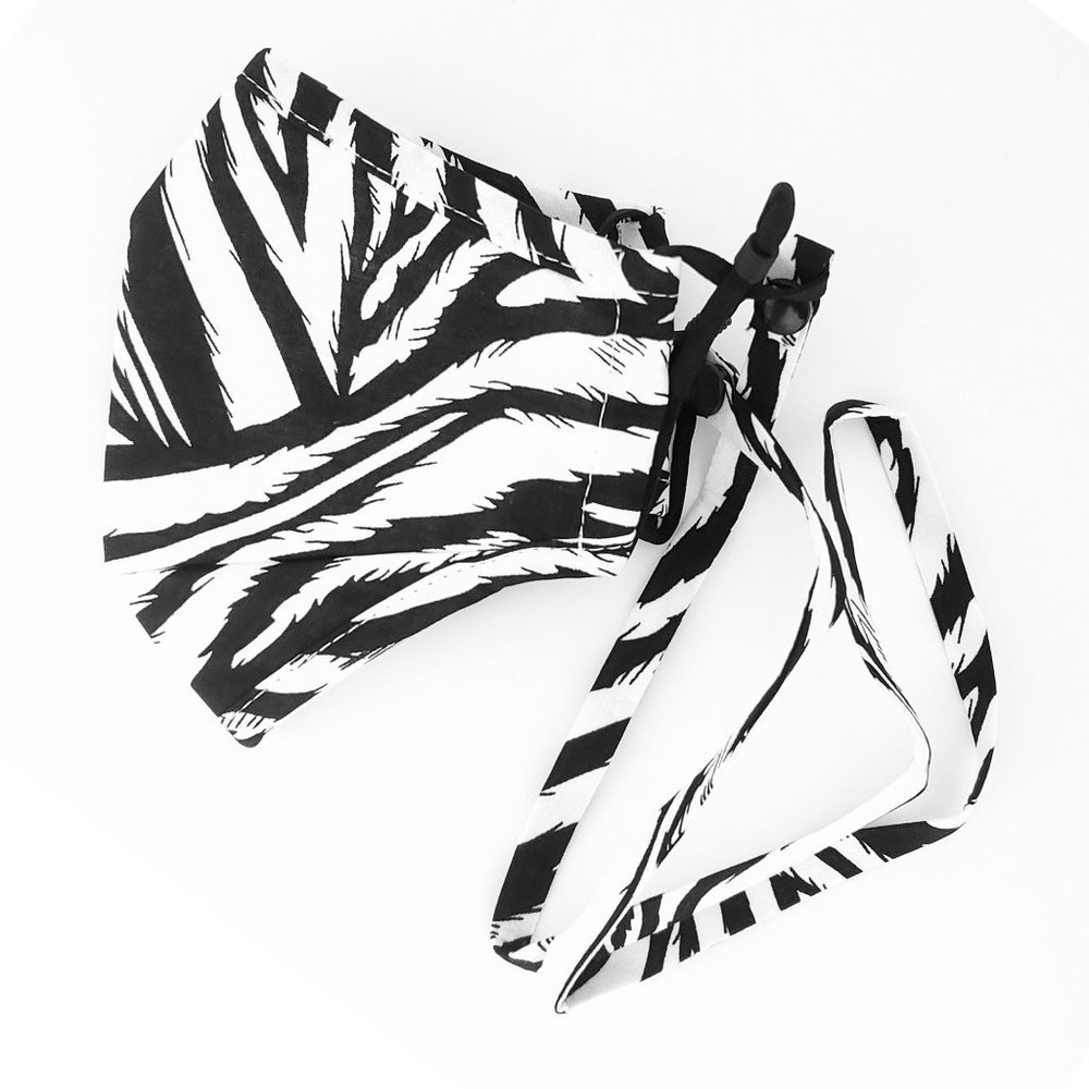 ZEBRA FACE MASK w/MATCHING LANYARD Cutest Mask!